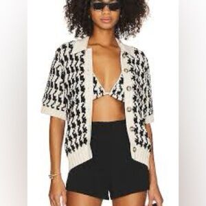 Anine Bing Black and Cream Cardigan